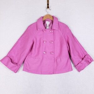 Emma James Pink Cropped Jacket Women's Size 12 Double Breasted Linen Blend